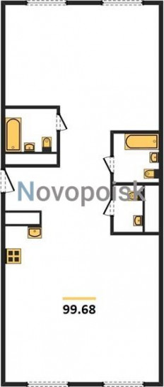 Трёхкомнатная квартира 99.68 м²