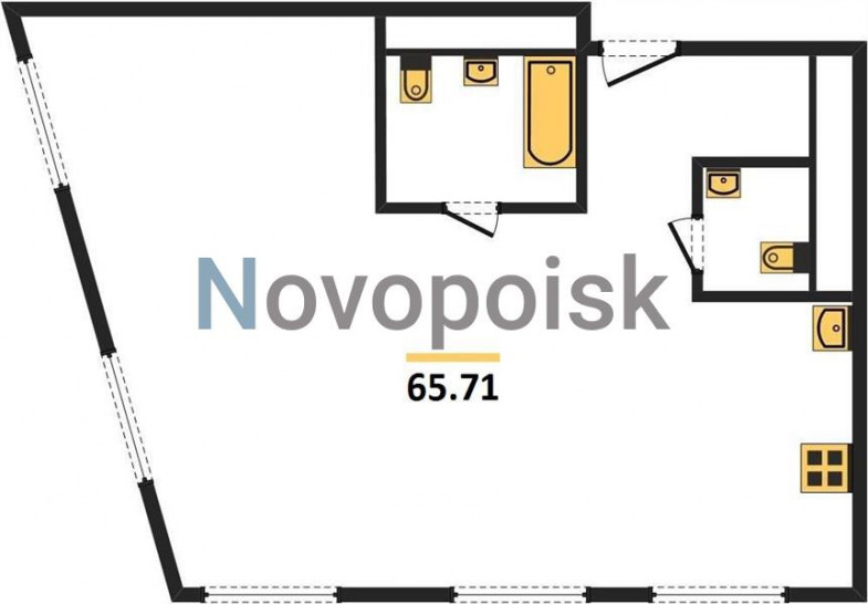 Двухкомнатная квартира 65.71 м²