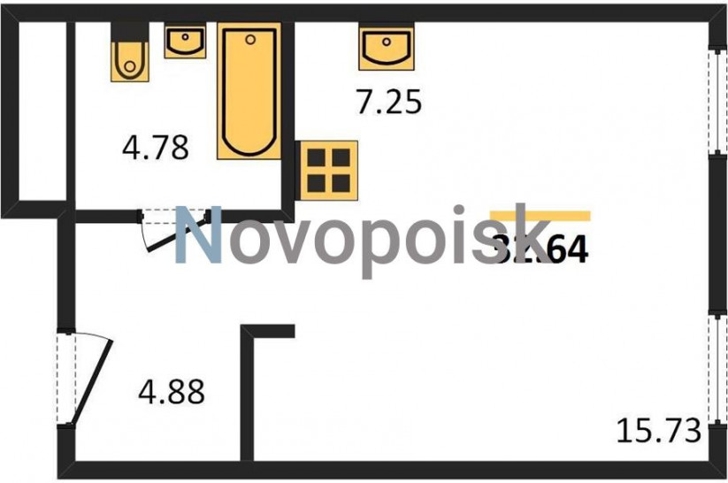 Студия 32.64 м²