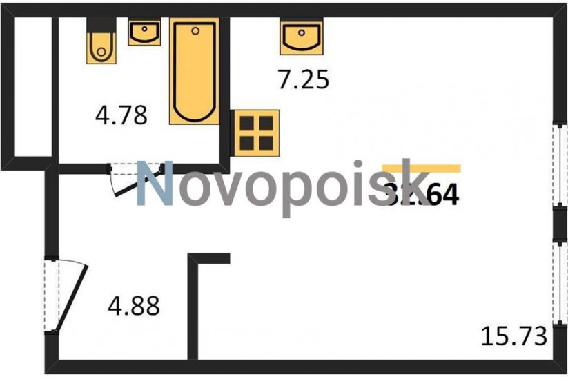Студия 32.64 м²