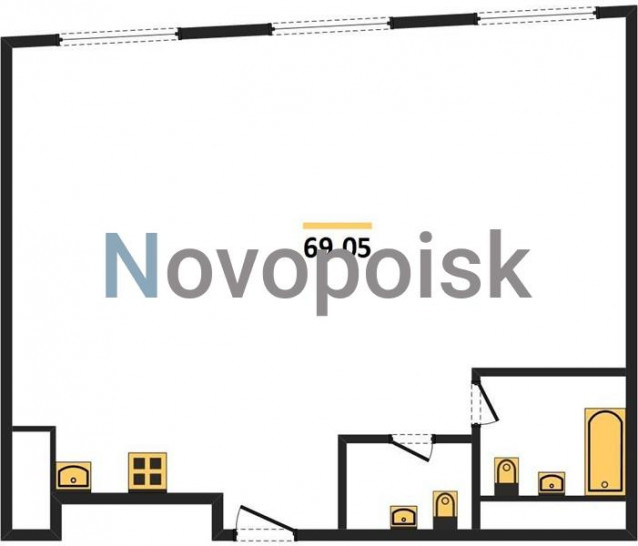 Двухкомнатная квартира 69.05 м²