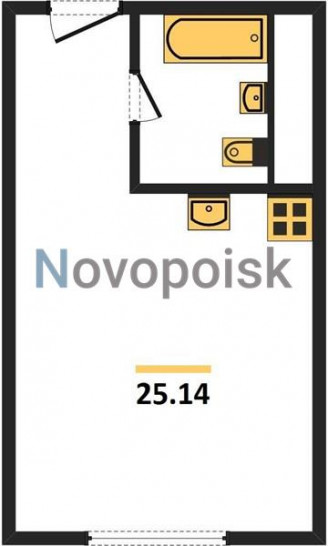 Студия 25.14 м²