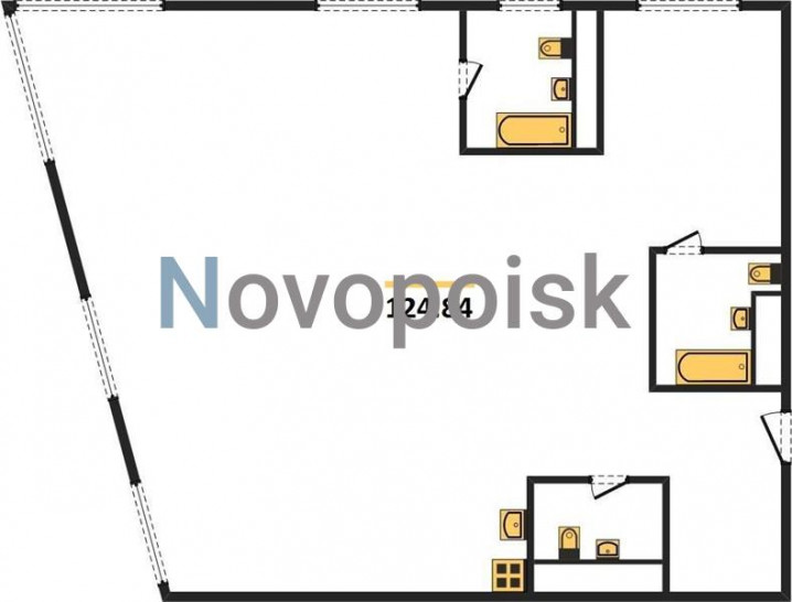 Трёхкомнатная квартира 124.84 м²