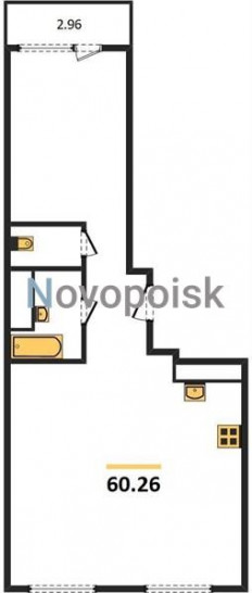 Двухкомнатная квартира 60.26 м²
