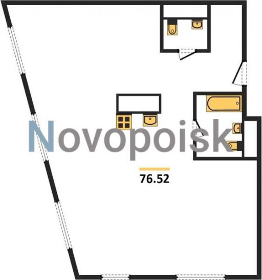Двухкомнатная квартира 76.52 м²