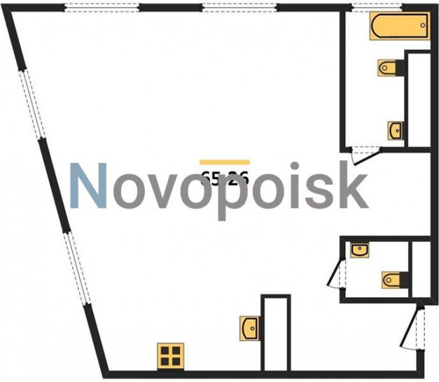 Двухкомнатная квартира 65.26 м²