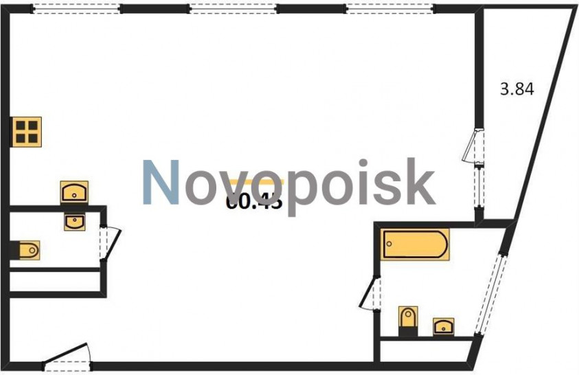 Двухкомнатная квартира 60.45 м²