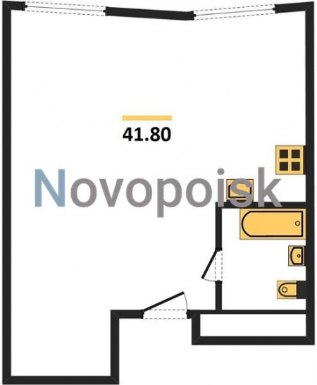 Однокомнатная квартира 41.8 м²