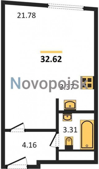 Студия 32.62 м²