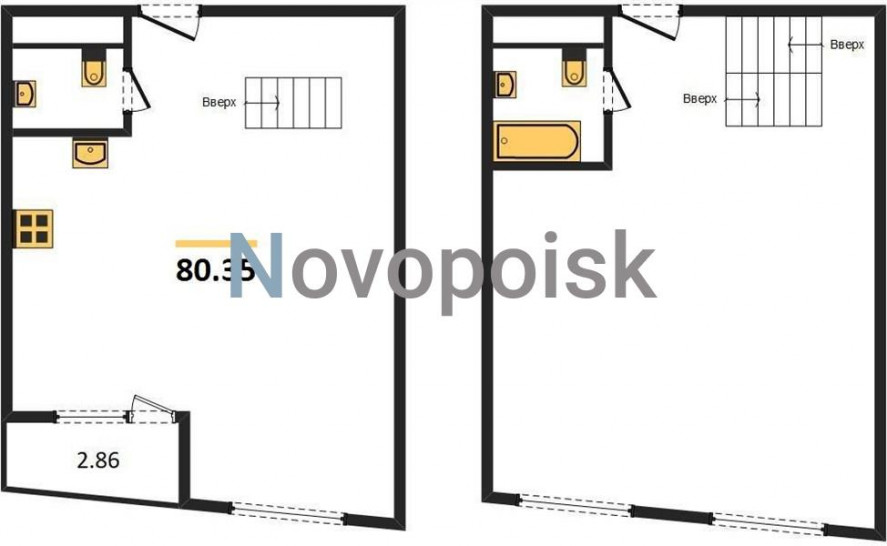 Двухкомнатная квартира 80.35 м²
