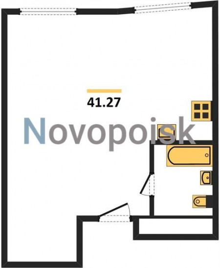 Однокомнатная квартира 41.27 м²