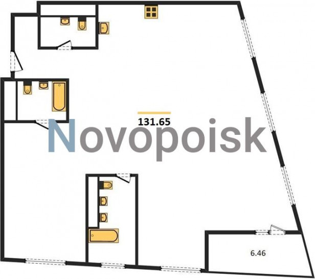 Трёхкомнатная квартира 131.65 м²
