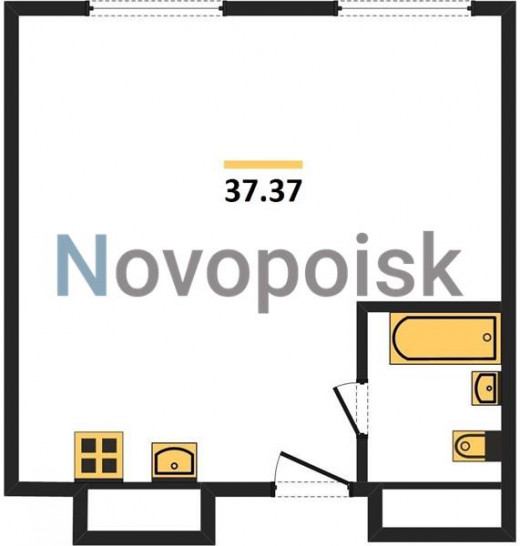 Однокомнатная квартира 37.37 м²