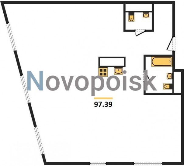 Двухкомнатная квартира 97.39 м²