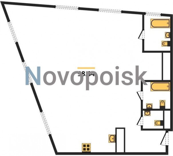 Трёхкомнатная квартира 98.34 м²